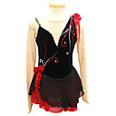 V-Neck Design Flower Pattern Elegant Ice Skating Dress