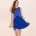 TS Shimmering Fabric Layered Chiffon Ruffle Dress