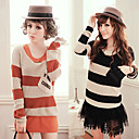 Round Neck Knit Sweater + Solid Color Two Long Sweater(2-piece One Set)