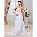 Sheath/ Column Strapless Court Train Chiffon Wedding Dress