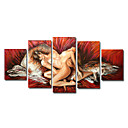 Hand-painted People Oil Painting with Stretched Frame - Set of 5