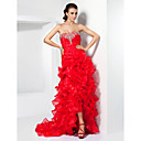 A-line Sweetheart Asymmetrical Organza Prom Dress With Cascading Ruffles