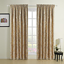 (Two Panels) Gold Printing Fancy Flower Room Darkening Curtains