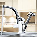 Centerset robinet de la cuisine contemporaine deux becs (finition chromée)