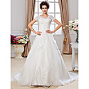 Ball Gown Off-the-shoulder Chapel Train Organza Wedding Dress