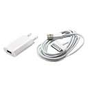 Cargador y Adaptador de Carga CA USB con 200cm de cable USB para iPhone e iPod (100~240V, Conector UE)