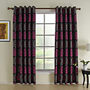 (Dos paneles) clásicas cortinas de ahorro de energía floral negro