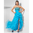 a-Linie trägerlosen asymmetrische Organza Abendkleid