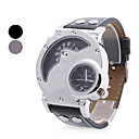 Männer pu analoge Quarz-Armbanduhr (2 Zeitzone, farbig sortiert)
