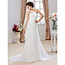 Sheath/ Column One Shoulder Court Train Chiffon Wedding Dress
