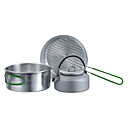 3PCS 1-2 People Camping Cookset(1.6L Pot,0.8L Kettle,6In Pan)
