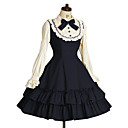 Long Sleeve Knee-length Ink Blue Terylene Classic Lolita Dress