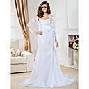 A-line Sweetheart Court Train Organza Wedding Dress With A Wrap