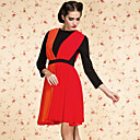 TS Contrast Color Knit Chiffon Dress