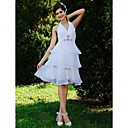 A-line Halter Knee-length Organza Wedding Dress