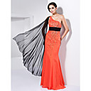 Trumpet/Mermaid One Shoulder Floor-length Watteau Train Chiffon Evening Dress