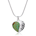 Gorgeous Fashion Jewelry Hälfte Herz Imitation Gems Hollow Heart Silber Halskette