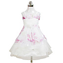Lovely Ball Gown Spaghetti Straps Tea-length Satin Organza Flower Girl Dress