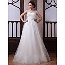 A-line Sweetheart Tulle Wedding Dress With Watteau Train