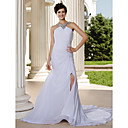 A-line V-neck Chapel Train Chiffon Wedding Dress