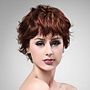 Capless 100% Human Hair Wig Short High Quality Natural Look Dark Aubum Curly Hair Wig