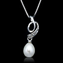 Fine Jewelry Elegant Zircon on Belt Freshwater Pearl Sterling Silver Necklace