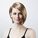 Capless korte bob blonde synthetische pruik lange zijde bang
