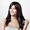 Capless Long Curly Black 100% Human Hair Wig Side Bang