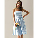 Clearance! A-line Strapless Knee-length Satin Bridesmaid/Wedding Party Dress