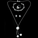 Beautiful Silver Plated Rose Women's Jewelery Set Including Necklace,Earring,Bangle,Ring