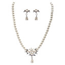 Vintage Style Pearl With Rhinestons Necklace And Earring Set