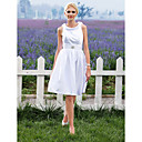 A-line Scoop Knee-length Elastic Silk-like Satin Wedding Dress