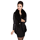Charming Long Sleeve Fox Fur Collar Mink Fur Bottom Hem Evening/Casual Lambskin Leather Jacket