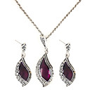 Forma de media luna Collar Gem y pendientes