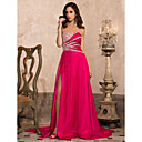 A-line Sweetheart Sweep/ Brush Train Chiffon Evening Dress