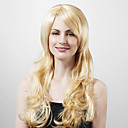 Capless extra lange hoge kwaliteit synthetische aard kijken licht blond krullend haar pruik