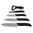 Kitchen Cutlery 3" + 4" + 5" + 6" Black Blade Ceramic Knives with Peeler Set (5-Pack)