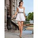 a-Linie einer Schulter kurz / Mini-Chiffon Cocktailkleid