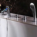 Zeitgenössische Chrome Finish Zwei Griffe Farbwechsel LED Wasserfall Glas Badewanne