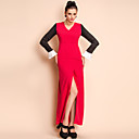 ts col v contraste de couleur robe maxi à fente
