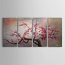 Hand-painted Floral Oil Painting with Stretched Frame - Set of 4