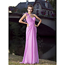 Sheath/Column One Shoulder Floor-length Chiffon Evening Dress With Criss Cross Bodice