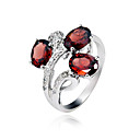 925 Sterling Silber Natural Garnet Ring (1.4carat) (5 * 7mm)