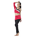 PTT Sleeveless Sashes Off-Shoulder Sports Yoga Suit (Striped Tops+Black Pants with Red Skirts)
