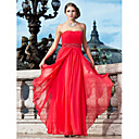 Sheath/Column Strapless Floor-length Chiffon Evening Dress With Beading And Draping