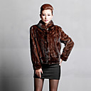 Long Sleeve Turndown Collar Mink Fur Evening/Career Jacket