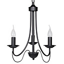 60W E14 3-luz do candelabro de ferro preto em recurso Vela