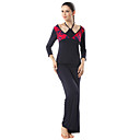 coton à manches longues écharpes d'impression costume yoga sportif (fleurs rouges et bleues tops + pantalon bleu)