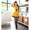 Women's Lace Slim Tieback Long Sleeve Dress