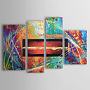Hand-painted Abstract Oil Painting with Stretched Frame - Set of 4